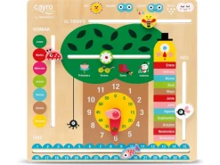 Calendario y reloj de madera (Cayro)