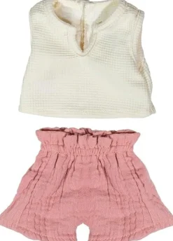 Discount Miniland Camiseta beige y pantalón rosa calor (38cm)