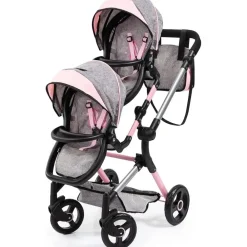 Discount Claudio Reig Carro de Muñecas Gemelar Neo color Rosa - gris ajustable - Reig
