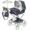 Carro de Muñecas Reborn Plegable con Sombrilla azul marino - DeCuevas