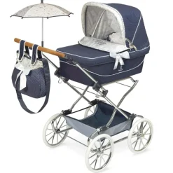 Carro de Muñecas Reborn Plegable con Sombrilla azul marino - DeCuevas