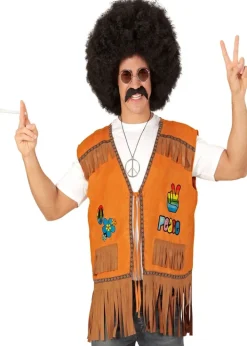 Best Widmann CHALECO DE ADULTO HIPPIE MARRON CON FLECOS