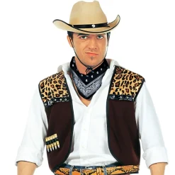Chaleco vaquero marrón con bandana negra