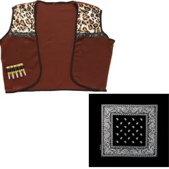 Chaleco vaquero marrón con bandana negra