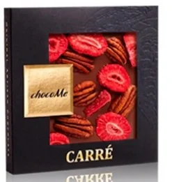 Clearance Casa Hermo Delicatessen chocoMe - Chocolate con leche 85% con nuez pecana y rodajas de fresa liofilizadas 50 g