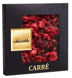 Hot Casa Hermo Delicatessen chocoMe - Chocolate Negro V66% con Trozos de Guindas, Frambuesas Liofilizadas y Pimienta Rosa para Garnacha 50 g