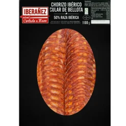 Chorizo Ibérico Cular de Bellota loncheado y envasado al vacío