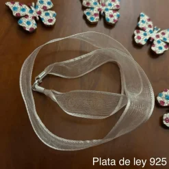 Cinta De Organdi Beige Con Cierre De Plata De Ley