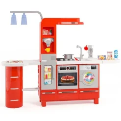 Cocina Infantil gourmet electrónica Roja con luces, sonidos y grifo