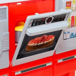 Cocina Infantil gourmet electrónica Roja con luces, sonidos y grifo