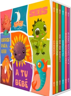 Colección de libros para bebés. Seis libros de cartón en caja
