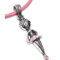 Colgante Bailarina De Plata Con Esmalte Rosa