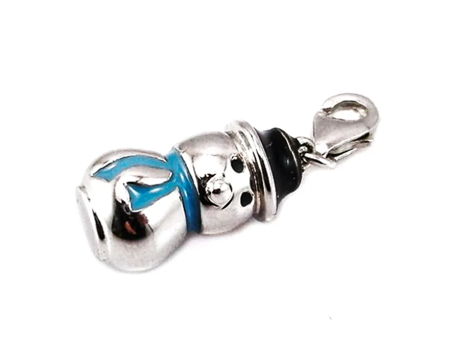 Colgante Charms Muñeco De Nieve En Plata De Ley