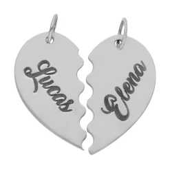 Outlet Colgante Corazón Partido Personalizado Con Nombres De Plata