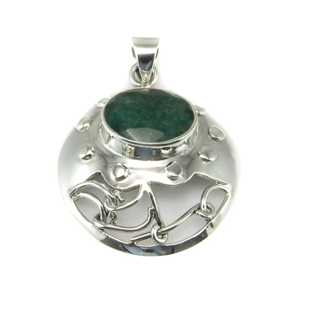 Sale Colgante De Plata De Ley Con Piedra Agatha Verde