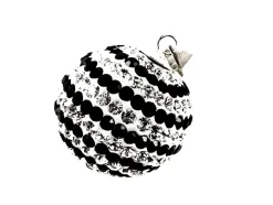 Colgante De Plata Y Cristal Listado 20 Mm.negro Y Blanco