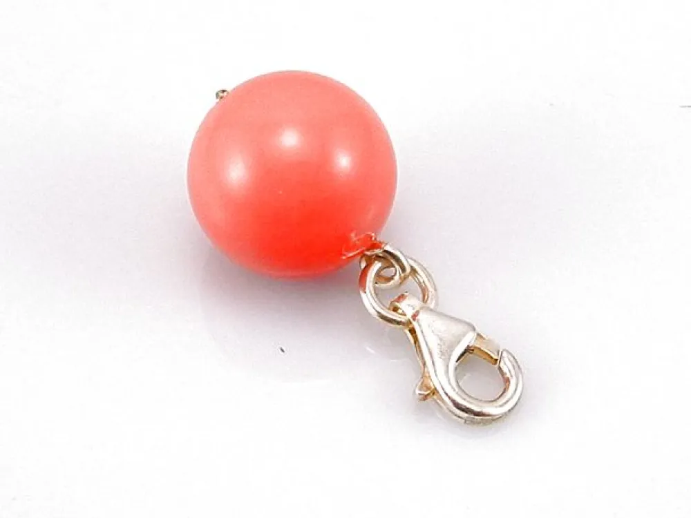 Hot Colgante En Plata De Ley Con Bola Naranja