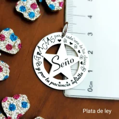 Hot Colgante Estrella De Plata Con Mensaje Para La Seño
