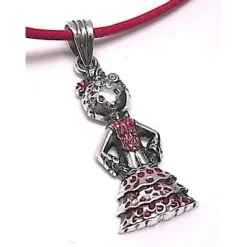 Colgante Gitana De Plata De Ley Con Traje Rojo