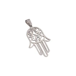 New Creatulote Colgante Mano de Fátima o Hamsa Acero inoxidable color plateado - 30 x 20 mm