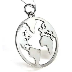 Discount Colgante Mapa Del Mundo De Plata De Ley