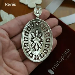 Colgante Ovalado Plata Envejecida Con Marquesitas