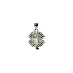 Colgante Trébol de la Suerte con Circonitas de plata - 15 mm largo
