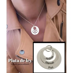 Outlet Colgante Tres Aros De Plata De Ley Personalizado