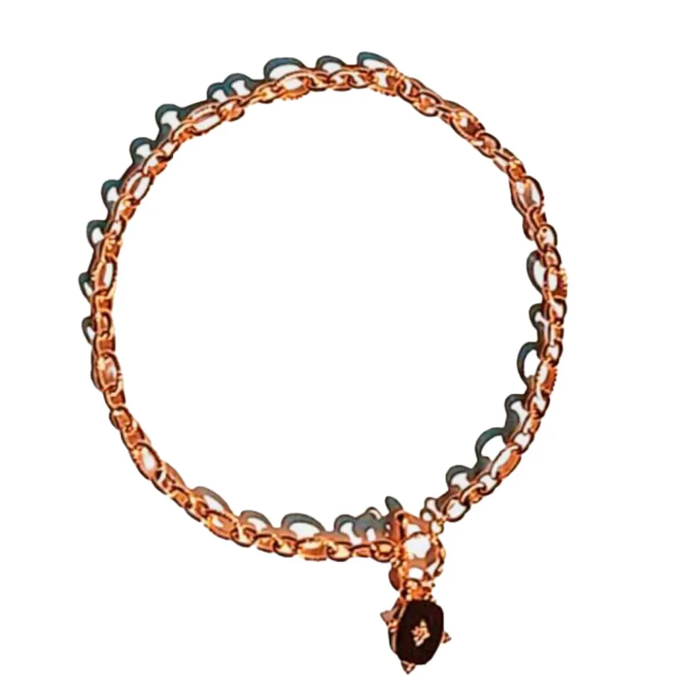Collar Cadena Colgante Negro flor