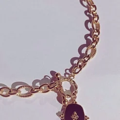 Collar Cadena Colgante Negro flor