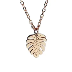 Collar Colgante Hoja Acero Baño Oro