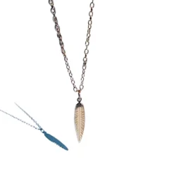 Hot Hhedderich Collar Colgante Pluma Acero Baño Oro
