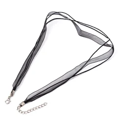 Best Creatulote Collar de organza negro con cierre regulable 50 cm
