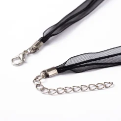 Best Creatulote Collar de organza negro con cierre regulable 50 cm