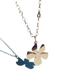 Collar Flor Pétalos Acero Baño Oro