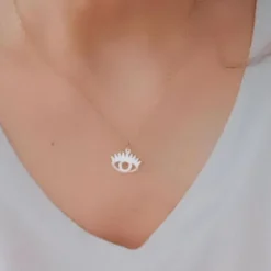 Collar Ojo Turco Acero Baño Oro