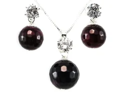 Online Conjunto Chica De Plata Con Cuarzo Granate Y Circonitas