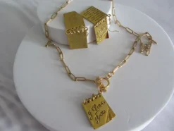 Conjunto collar y pendientes '' I Love You''