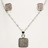 Conjunto Cuadrados De Plata Rodiada Con Circonitas Micro