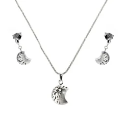 Conjunto De Pendientes Y Colgante Plata Brillo Y Mate
