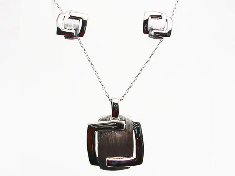 Outlet Conjunto De Pendientes Y Gargantilla Plata Mate Y Brillo