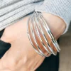 Conjunto De Pulseras Semanario Lisas De Plata De Ley 3Mm 65Mm Diámetro (Talla M)