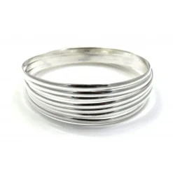 Conjunto De Pulseras Semanario Lisas De Plata De Ley 3Mm 65Mm Diámetro (Talla M)