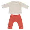 Conjunto de punto Jersey beige y pantalón coral (38cm)