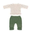 Online Miniland Conjunto de punto Jersey beige y pantalón verde (32cm)