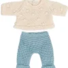 Best Miniland Conjunto de punto Jersey blanco y pantalón azul (21 cm)