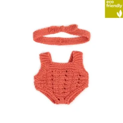 Clearance Miniland Conjunto de punto Pelele y diadema coral (21 cm)