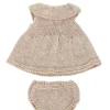 Conjunto de punto Vestido, braguita y diadema color arena (32cm)