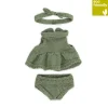 Conjunto de punto Vestido, braguita y diadema verdes (21 cm)