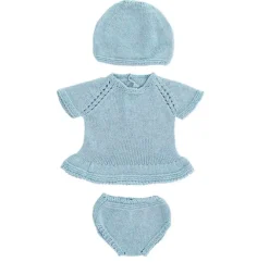 Miniland Conjunto de punto Vestido y gorro azul cielo (40cm)